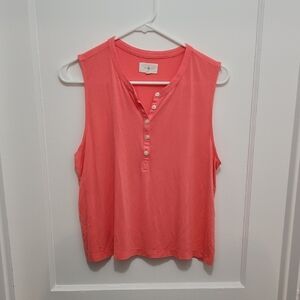 Lou & Grey Women's Orange Sleeveless Henley Size Medium
